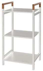 Scaffale Da Bagno Salvaspazio 80 Cm Tre Ripiani Feridras "Haiti" Bianco/Bambù