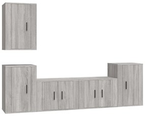 Set di mobili porta tv 5 pz grigio sonoma in legno multistrato