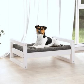 Cuccia per cani bianca 55,5x45,5x28cm in legno massello di pino