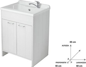 Mobile Lavatoio in PVC 60x50x85cm 2 Ante Forlani Honest Bianco...