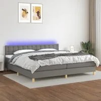 Letto a Molle Materasso e LED Grigio Scuro 200x200cm in Tessuto 3134062