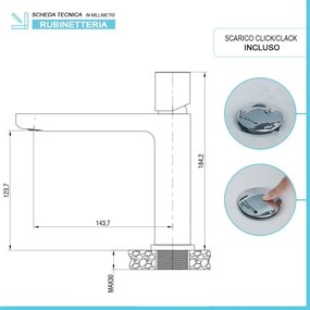 Set miscelatori lavabo a bocca lunga e bidet in ottone cromato Lotus