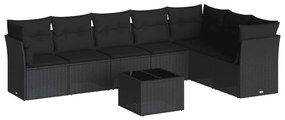 Set Divani da Giardino con Cuscini 8 pz Nero in Polyrattan