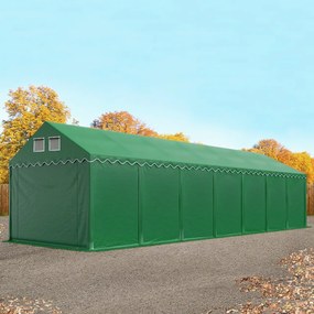 TOOLPORT 4x14 m tenda capannone, altezza 2,6m, PVC 800, telaio perimetrale, verde scuro, con statica (sottofondo in terra) - (537634)
