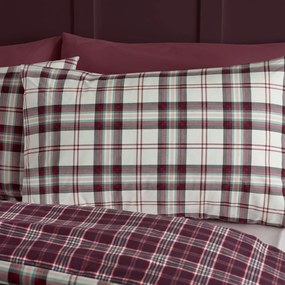 Set copripiumino e federa burgundy per letto matrimoniale 200x200 cm Kelso Check – Catherine Lansfield