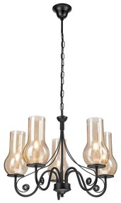 Brilagi - LED Lampadario a sospensione con catena COTTAGE 5xE14/40W/230V nero/marrone