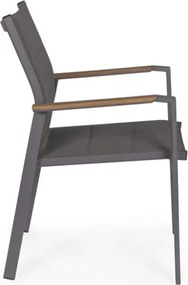 Sedie da esterno in alluminio con braccioli in legno e seduta in textilene Bizzotto Kubik - 4 pezzi