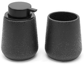 Set accessori bagno in ceramica nero effetto glitter