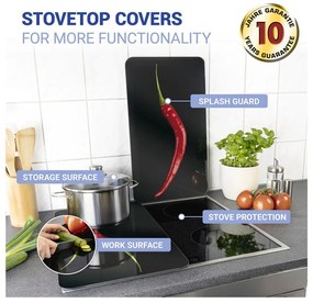 Set di 2 copri stufe in vetro, 52 x 30 cm Peperoni - Wenko