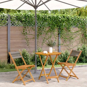 Set Da Bistrot 3pz Grigio İn Polipropilene E Legno Massello /