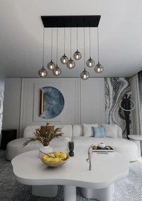 Lampadario a Sospensione in Acciaio e Vetro COSMO 9 Nero 9xE14
