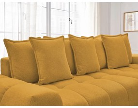 Divano angolare color senape allungabile e con contenitore (penisola a destra/chaise lounge) con rivestimento in ciniglia Everest – Bobochic Paris