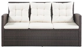 Set Divani da Giardino 5 pz con Cuscini in Polyrattan Marrone