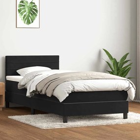 Giroletto A Molle Con Materasso Nero 90x210 Cm İn Velluto /