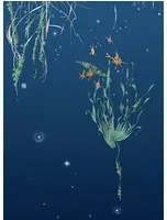 Edmond Petit Carta da parati Nautilus/Méduses/Nénuphars - Marine - Nénuphars gauche - Marine