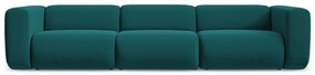 Divano turchese con rivestimento in velluto 319 cm Ekahi – Makamii