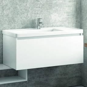 Composizione mobili bagno sospesa 100cm composta da mobile colonna specchio e pensile - KAMALU