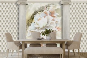 Carta da parati – Fiori di lusso tra colonne