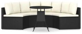 Set Divani da Giardino 5 pz con Cuscini in Polyrattan Nero