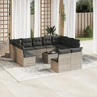 Set Divano Giardino 12 pz con Cuscini Grigio Chiaro Polyrattan 3218362