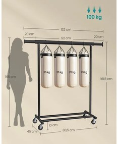 Appendiabiti mobile a piantana LINEA, nero