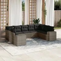 Set Divano da Giardino 9 pz con Cuscini Grigio in Polyrattancod mxl 112958