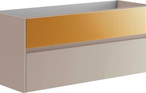 Mobile da bagno sospeso sotto lavabo Niwa 2 cassetti ideale per doppia vasca L119.5 x H50 x P45.5cm sabbia e senape opaco cannettato