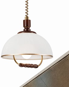 Lamkur Lighting Lampada a sospensione Ilsa, bianco/oro, Ø 30 cm, regolabile in altezza
