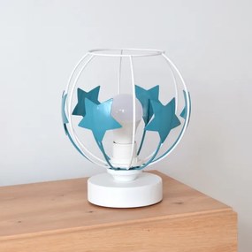 Lampada da tavolo per bambini STARS 1xE27/15W/230V turchese/bianco
