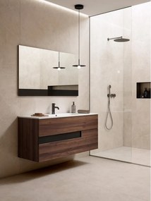 Mobile da bagno sospeso sotto lavabo L 100 x H 55 x P 45 cm noce laminato opaco, 2 cassetti VISOBATH Vision
