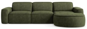Divano angolare verde (con penisola a destra/con chaise lounge) con rivestimento in ciniglia Omao – Makamii