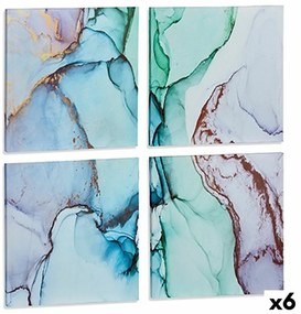 Set di 4 quadri Tela Marmo Azzurro 35 x 7 x 35 cm (6 Unità)
