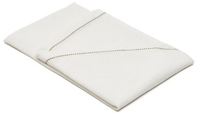 Kave Home - Tovaglia rotonda Malu in cotone e lino bianco con particolare ricamato beige Ã˜ 150 cm