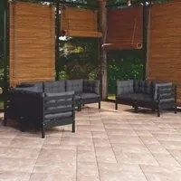 Set Divani da Giardino 7 pz con Cuscini Legno di Pino 3096260