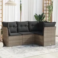 Set Divani da Giardino 4 pz con Cuscini in Polyrattan Grigio 3249419