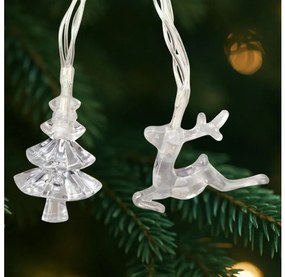 Catena luminosa natalizia a LED da esterno 20xLED/2xAA 2,2 m IP44 multicolore con alberelli e renne