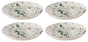 Piatti da dessert in gres bianco-verde in set di 4 pezzi ø 18 cm Carnival - Ladelle