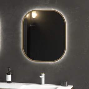 Kamalu - specchio bagno led retroilluminato 70x80 cm cornice oro | kam-s6700g