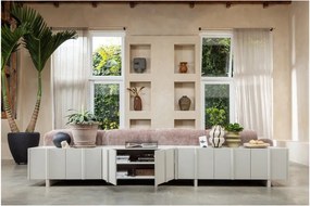 Mobile TV grigio chiaro in pino massiccio 152x53x46 cm Basu – WOOOD