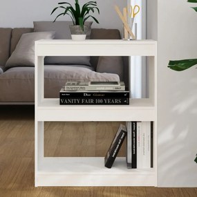 Libreria/divisorio bianco 60x30x71,5 cm in massello di pino