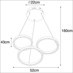 Lampada a sospensione nera con LED a dimmer a 3 livelli 3 luci - Rondas