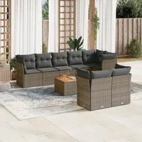 Set Divano da Giardino 9 pz con Cuscini Grigio in Polyrattan 3223736