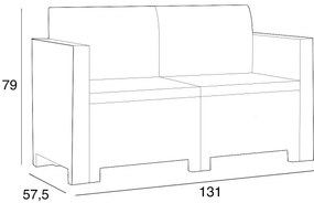 NEBRASKA - salotto da giardino completo di cuscini intreccio in rattan sintetico