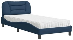Letto con materasso blu 90x190 cm in tessuto