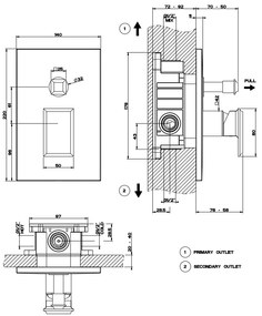 Parte esterna miscelatore doccia a parete 2 vie parte incasso non inclusa cromo eleganza 46079 Gessi