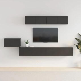 Set Di Mobili Porta Tv 5 Pz Nero İn Legno Multistrato /