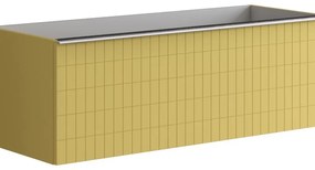 Mobile da bagno sotto lavabo Pixel grid giallo sole e maniglia alluminio brillante laccato opaco L 120 x H 40 x P 45.5 cm 1 cassetto, lavabo non incluso