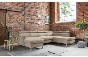 Divano letto angolare in velluto beige a "U" (angolo destro) Sweet Harmony - Miuform