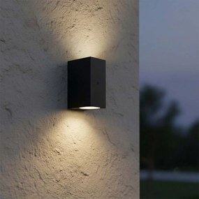 Applique Rettangolare 2xGU10 con Sensore Crepuscolare IP65 - Nera