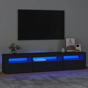 Mobile porta tv con luci led nero 195x35x40 cm